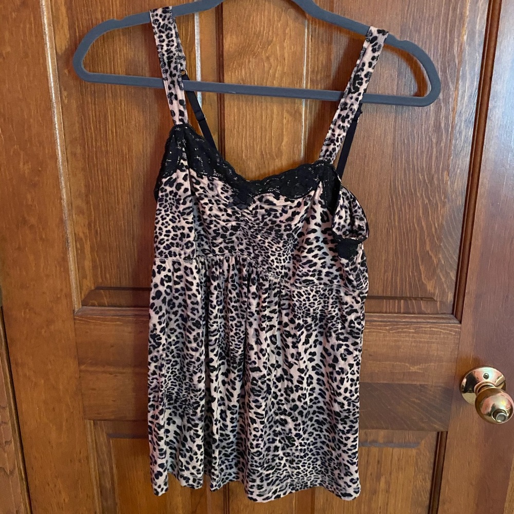 Soma Cool Nights Leopard Print Sleep Tank SZ S